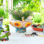 Sungmor 9.6 Inch Large Succulent Plant Pots, Pretty Hand Painted Ceramic Planter with Drainage, Indoor Outdoor Cactus Planter Bonsai Pot, Flower Pot for Indoor Plants Garden Windowsill Desktop Decor - Image 3