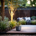 Kante Charcoal Concrete Planter 9" Dia All-Weather Round Small Pot - Image 5