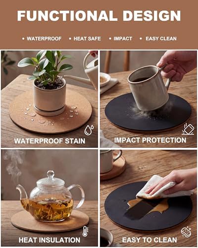 Vensovo Cork Plant Coasters & Saucers – Absorbent Round Mats for Indoor Flower Pots, Planters, Houseplants, Surface Protector for Table & Floor, 2pcs-18inch - Image 4