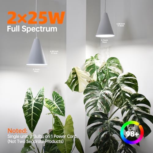 Bstrip Hanging Grow Light for Indoor Plants, Two Head One-Cord 50W - Image 2