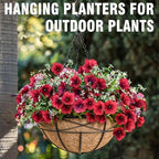 4 Pack 14 Inch Hanging Baskets for Plants Outdoor Large Flower Planters with Coco Liner for Outside Planting Watering Plant Pot Holder for Home Garden Porch Balcony Railings Decor - Image 4