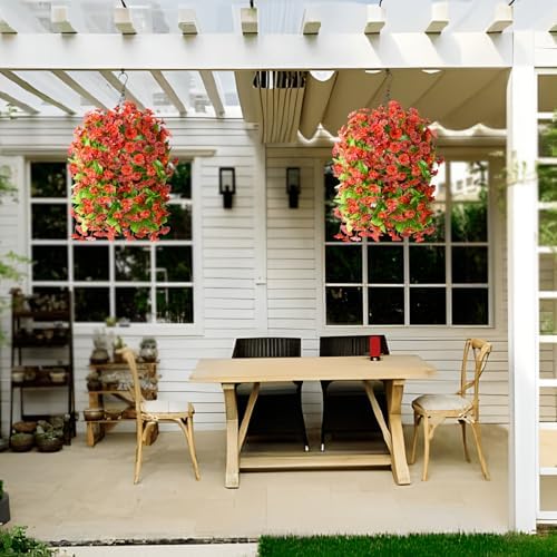 Fall Artificial Fake Flowers Plants Hanging Baskets for Outdoor Decorations - Image 6
