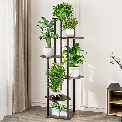 AZERPIAN 6 Tier Tall Plant Stand Indoor Corner Tiered Shelf Metal MDF Board - Image 2