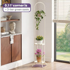 Metal Plant Stand 2-Tier with Hanging Hook, Indoor Outdoor Plant Shelf for Multiple Plants,Heavy Duty Steel (Cream) - Image 4
