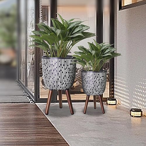 2 Set Plant Pot with Stand 10 & 12 inches with Legs for Indoor Plants - Image 4