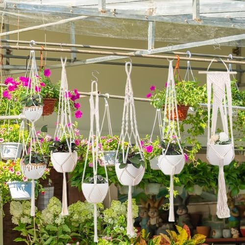 Rope Plant Hanger 6 Pieces Boho Macrame Planter Holder - Image 6