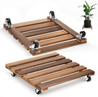2 Pack 16 Inch Wooden Rolling Plant Stand with Lockable Wheels Heavy Duty Square Plant Dolly Pot Risers Roller Base for Indoor Outdoor Planters by Unknown