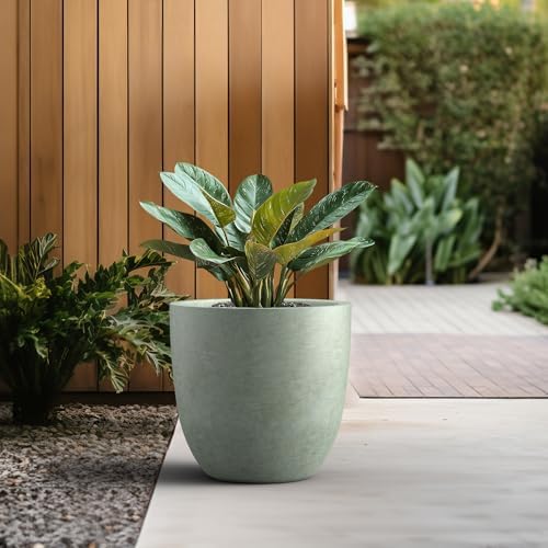 Kante Large Round Bowl Mint Green Concrete Planter 18" Dia, Outdoor - Image 5