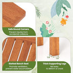 Tangkula Wooden Plant Stand, Outdoor Indoor Solid Wood Flower Pot Holder Display Shelf with Teak Oil Finish, Slatted Top, Rustic Plant Rack for Patio Garden Entryway Porch - Image 6