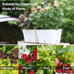 Window Box Planter 6 Pcs, 12.1 Inches Self Watering Plant Pots Rectangle Flower Pots with Drainage Holes and Breathable Trays, Vegetable Planters for Windowsill Patio Garden Balcony Porch Yard (White) - Image 2