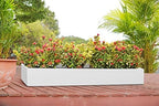 Modern Rectangular White Flower Planter - Fiberstone Low Slim Balcony Planter Box,4" H x 6" W x 15" Lg - by Pottery Pots - The Essentials Series - Image 3