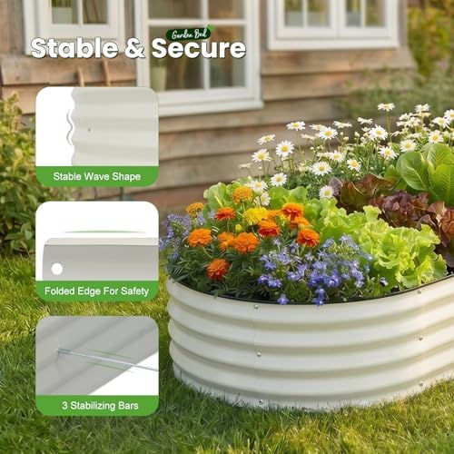 Raised Garden Bed, Large Metal Planter Box, 6x3x1ft, White, 2 Pack - Image 4