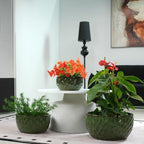 10 Inch Ceramic Planters with Hammered Pattern, Set of 3, Antique Green - Image 2