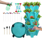 DUNCHATY Stackable Planter, Teal, 6 Tier Garden Tower, Self Watering, Indoor/Outdoor, with Garen Tool Set by DUNCHATY