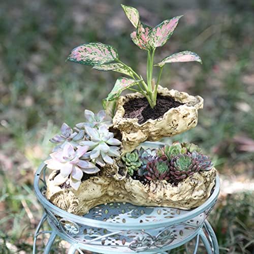 Driftwood Planter Artificial Sculpture Multilayer Log Planter Flower Pot - Image 2