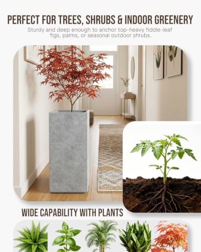 Kante Small Column Square Blue Gray Concrete Planter 19.9" H, Outdoor - Image 3
