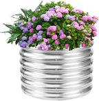 YSEJOMP 17" Tall 24" Diameter Round Raised Garden Bed Kits Outdoor Silver by YSEJOMP