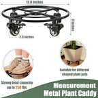 3 Packs Large Metal Plant Caddy with Wheels 13.6" Rolling Plant Stands Heavy-Duty Wrought Iron Plant Dolly Plant Rollers Planter Mover with Casters - Image 3