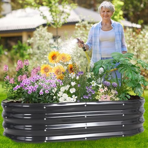 Galvanized Raised Garden Bed Outdoor, 4x2x1ft, 2 Pack, Grey - Image 2
