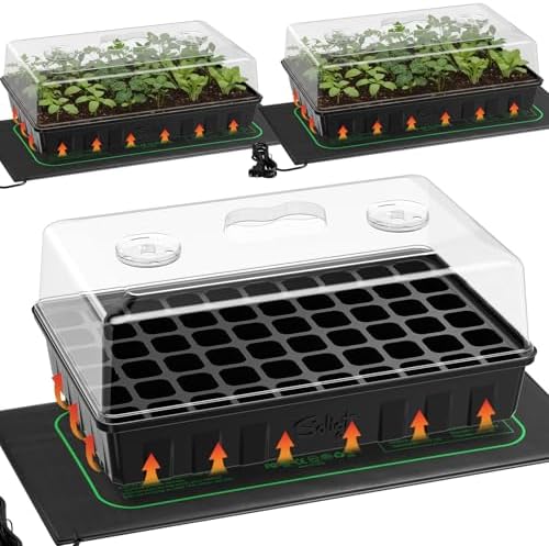 SOLIGT 3 Set 60-Cell Seed Starter Kit with Domes, Cell Trays and Heat Mats by SOLIGT