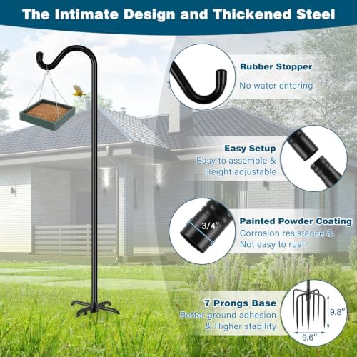 Gtongoko 92in Heavy Duty Shepherd Hook for Outdoor, 7-Prong Base, 2 Pack - Image 3
