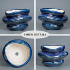 Ceramic Pots for Plants - 10.6 Inch Ceramic Planter with Drainage Hole, Decorative Planters for Indoor Outdoor, Unique Flower Pots, Garden Office House Decor, Birthday Housewarming Gifts, Blue - Image 6