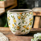 Ceramic Plant Pots for Indoor Plants, Yellow Vintage Planters for Succulents,Handmade Tuscan Flower Pots for Outdoor with Drainage Hole,Yellowl,with Hole by XIUWOUG