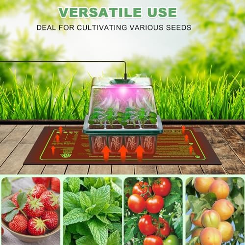 6-Pack Seed Starter Trays with 10"x20.75" Seedling Heat Mat for Indoor Home Gardening Seed Starting, 72-Cell Seed Starter Kit with Humidity Dome(12 Cells per Tray), MET Certified - Image 5