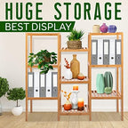 SereneLife 9-Shelf Bamboo Plant Stand - 13'' x 38'' x 35.5'' 9 Tier Adjustable Storage Shelf for Indoor/Outdoor Plants, Lightweight, Sturdy, Space-Saving Home Decor, Water-Resistant, Easy to Assemble - Image 6