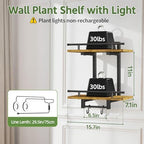 LASZOLA Floating Plant Shelves Holder Wall Indoor with Light, 1 Pack Brown - Image 2