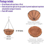 LaLaGreen Outdoor Hanging Baskets (10 in, 10 Pack) Coco Liner Flower Pots - Image 2