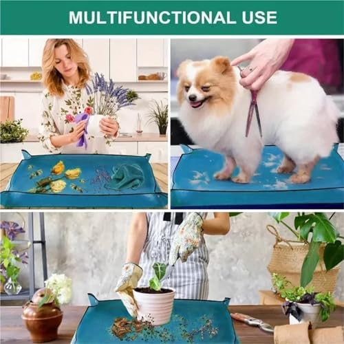 75×75cm Garden Planting Mat Flower Pot Plant Repotting Reusable Foldable Gardening Transplanting for Indoor Plant Repotting(Blue) - Image 7