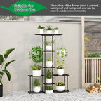 Plant Stand Indoor Outdoor, Metal 6 Tier Tall Hanging Plant Shelf for Multiple Flower Planter Large Heavy Duty Ladder Plant Holder for Garden, Black (y-201) - Image 4
