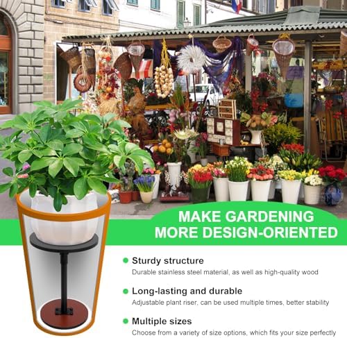 2 Set Adjustable Plant Risers for Inside Pots, 13-21” Telescopic Tapered Flower Pot Stand, Fits 6/8/10 Inch Base for Large Indoor & Outdoor Planters of All Shapes - Image 6