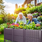 Raised Garden Bed with Reinforcement Rods Elevated Planter Boxes for Outdoor Plants with Drainage Holes for Flowers Vegetables Herbs Patio Backyard Deck Balcony, Purple - Image 2