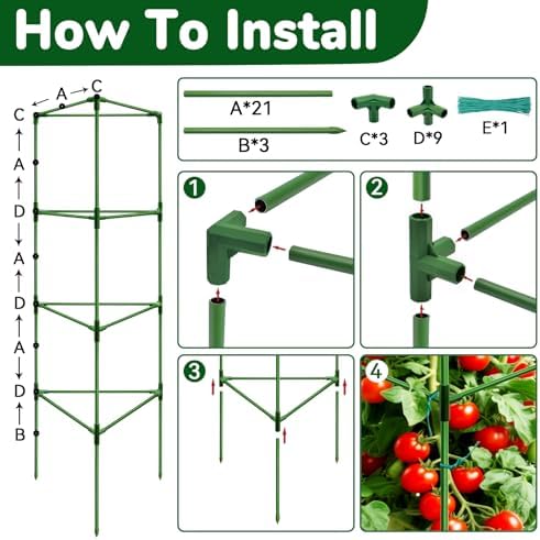 ZeeDix 6 Pack 65 Inch Heavy Duty Tall Tomato Cages for Garden - Image 7