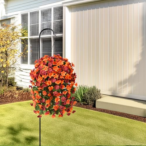 IINQCMY Artificial Flowers Fall Hanging Basket Outdoors Fake Begonias - Image 2