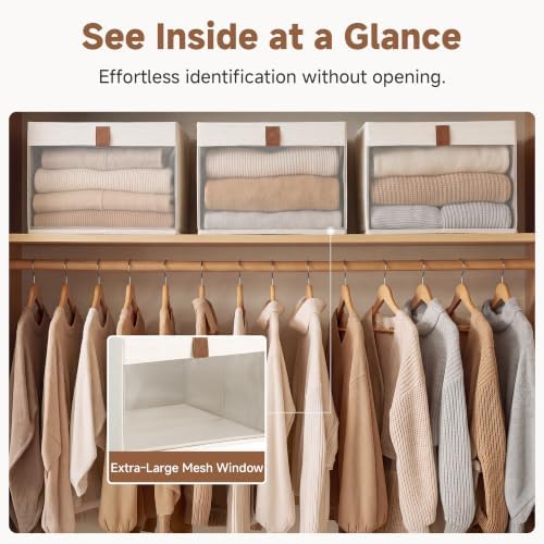 StorageWorks Closet Organizer Bins with Clear Window, Beige, 12.75x12.75x9 - Image 3
