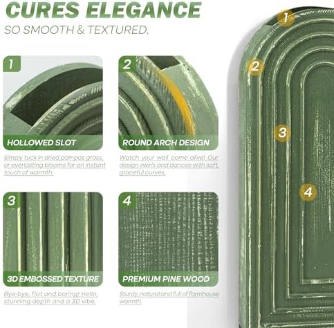 EOSAHR Wall Vase for Flower: Wall Planter Holder for Boho Wall Decor, Green - Image 3