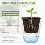 Planterhoma 12 Pack Self Watering Pots for Indoor Plants, 4 Inch Plant Pot Plastic Self Watering Planter for Orchid, African Violet, Small Clear Flower Pots with Drainage Holes and Wicking Rope, White - Image 5