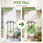 iDavosic.ly 2 Tier Tall Metal Plant Stand Outdoor Indoor, 27 Inch, Black - Image 6