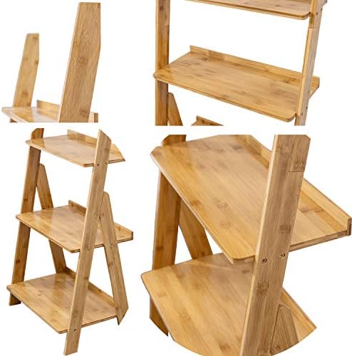 Bookshelf & 5-Tier Bamboo Ladder Shelf & 59.4” Book Shelf Bookcase Floor Freestanding Multipurpose Bamboo Storage Rack Furniture for Home Office, Living Room, Kitchen, Office（Natural） - Image 7