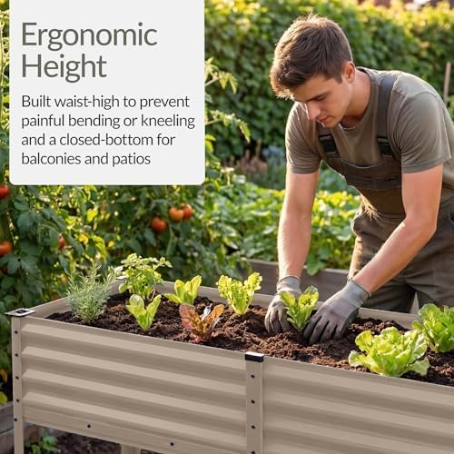 Best Choice Products 72x24x30in Non Toxic Galvanized Raised Garden Bed, Metal Elevated Planter Box, Vegetable Garden, 100% Non Toxic Materials - Taupe - Image 5