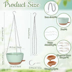 Sliner Set of 4-12 Inch Self Watering Hanging Planters Includes Hanging Pots and Outdoor Hanger Plant Pots with Drainage Holes 2 Types of Hanger Basket Hooks for Patio Garden(Green Brown) - Image 2