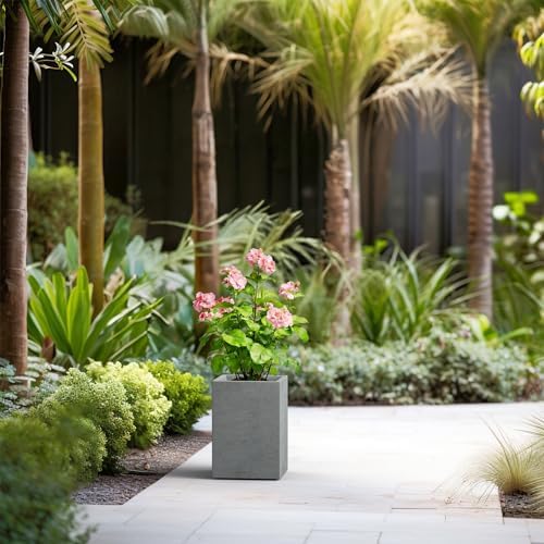 Kante Small Tall Square Pale Gray Concrete Planter 13" H, Outdoor - Image 6