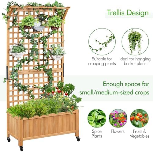 Yaheetech Planter Box with Trellis Raised Garden Bed for Climbing Plants - Image 4