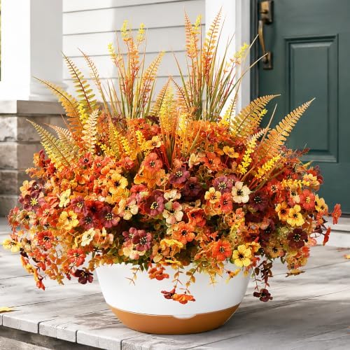 JAKY-Global 20 Stems Faux Fall Flowers for Outdoor Planters,Full & Layered by JAKY-Global