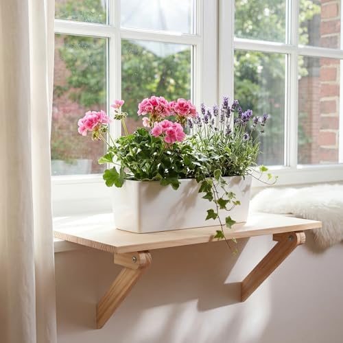 Colingmill Window Boxes Sill Plant Shelf 23.6 x 11 Inch Adjustable Window Boxes Sill Extender for Indoor Plants Shelf Cat Perch Easy Installation Without Damage for Micro Greens Seed Starter Planters by Colingmill