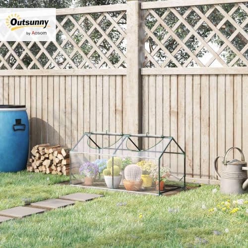 Outsunny 4' x 2' x 2' Portable Mini Greenhouse, Small Green House, Clear - Image 2