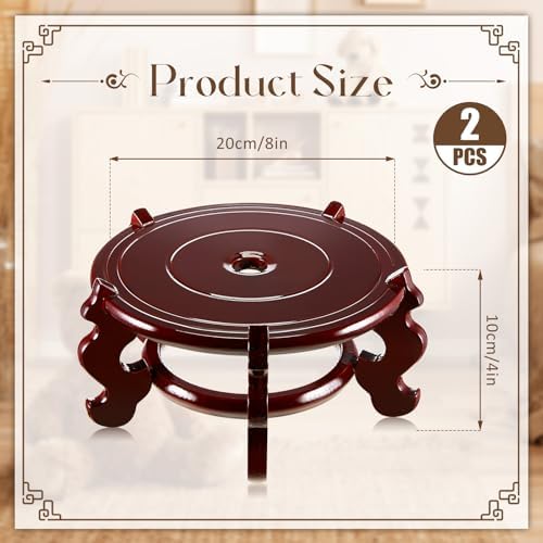 Geetery 2 Pcs 4–12 in Oriental Wooden Plant Stand Indoor Vase Stand, 8 in - Image 2